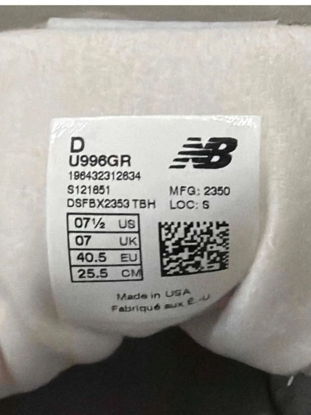 New Balance 996 Made in USA 'Grey Silver,' Size 7.5M